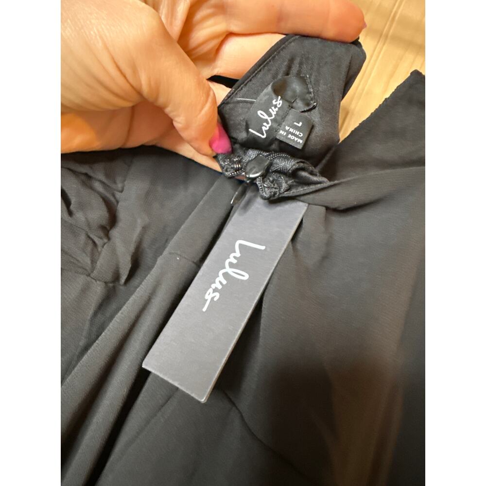 NWT Lulus Sweeney Black Sleeveless Maxi Dress Wedding Formal Cocktail Sz L - Picture 6 of 8